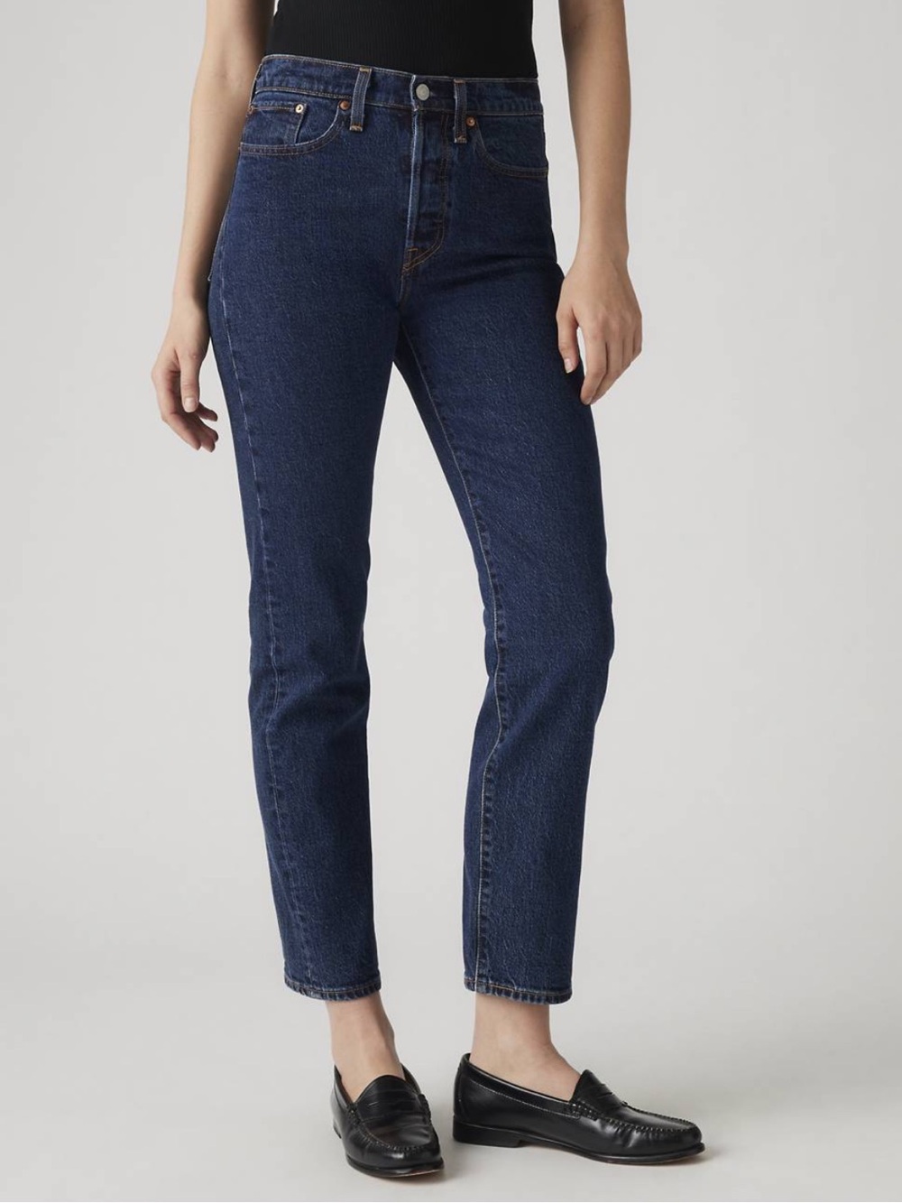 Levi's Premium Wedgie Straight Jeans Dark Blue Wash - 26 waist 28 length